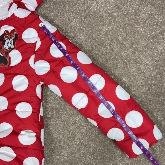 Disney store Minnie Mouse polka dot red white winter coat 7/8 - Picture 10 of 11